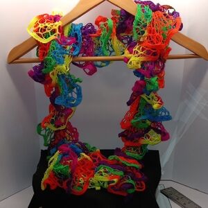 Source Unknown Vibrant Rainbow Crochet Ruffle Scarf - Multicolor